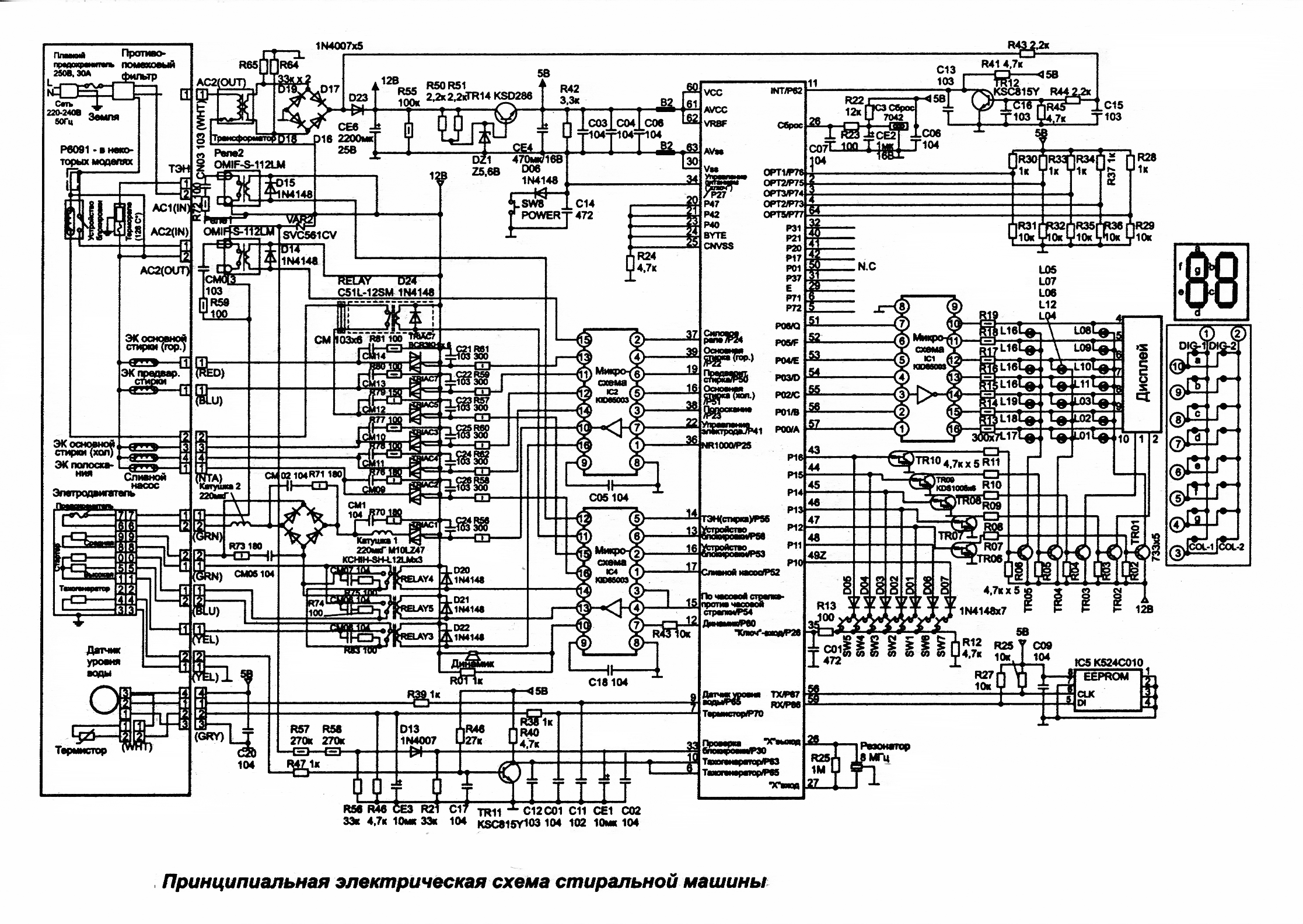 Принципиальная электрическая схема стиральных машин Samsung